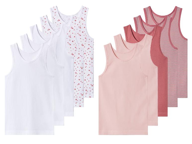 Lot de 10 débardeurs pour fille : 5 blancs (un à cœurs), 5 roses (un rayé).