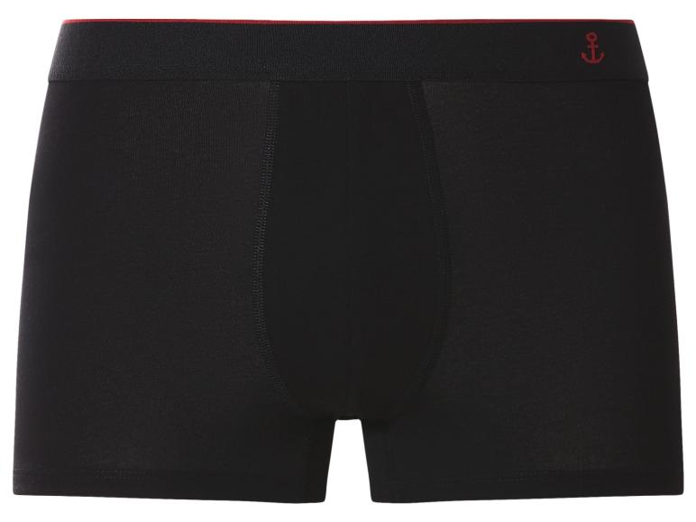 Boxer noir pour homme avec ceinture rouge et motif ancre.