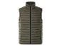 Gilet matelassé vert olive pour homme avec fermeture éclair.