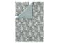 Parure de lit avec motif tropical de feuilles et d'oiseaux, revers vert menthe.