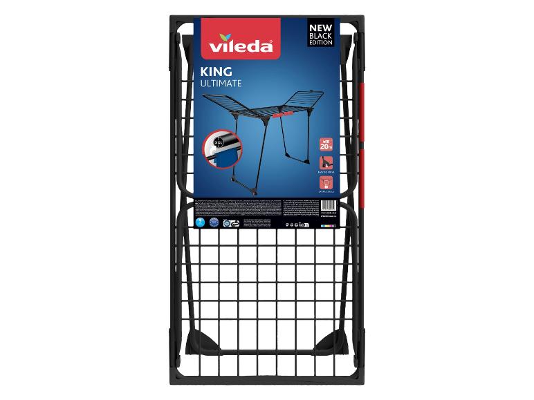 Séchoir à linge King Ultimate en édition noire, avec 20m d'espace de séchage et barres XXL.