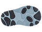 Semelle de chaussure bleue avec des détails noirs, fabriquée en Italie.