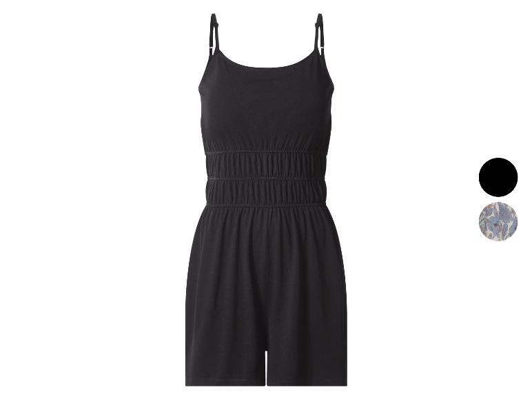 Combishort noir à fines bretelles et taille élastiquée, avec options unies et à motifs.