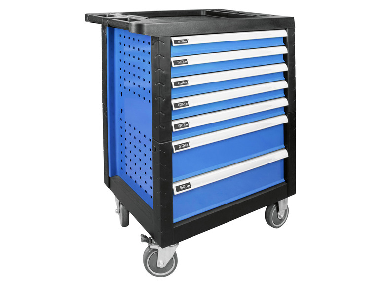 Chariot à outils bleu avec six tiroirs de la marque Güde.
