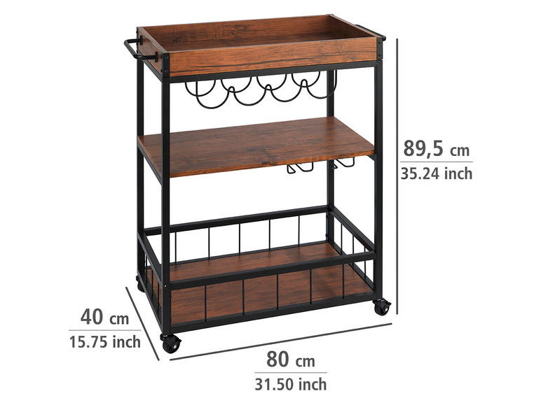Aller en mode plein écran : Wenko Chariot de cuisine, 40 x 89 x 89,5 cm - Image 8