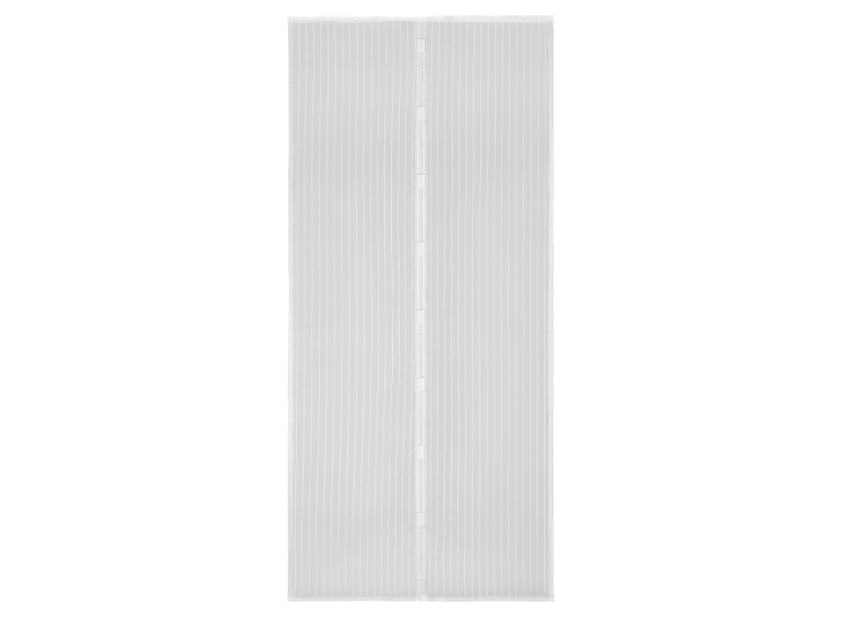 Moustiquaire de porte blanche à rayures verticales et fermetures