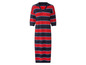 Une robe à rayures rouge, blanc et bleu avec un col polo.