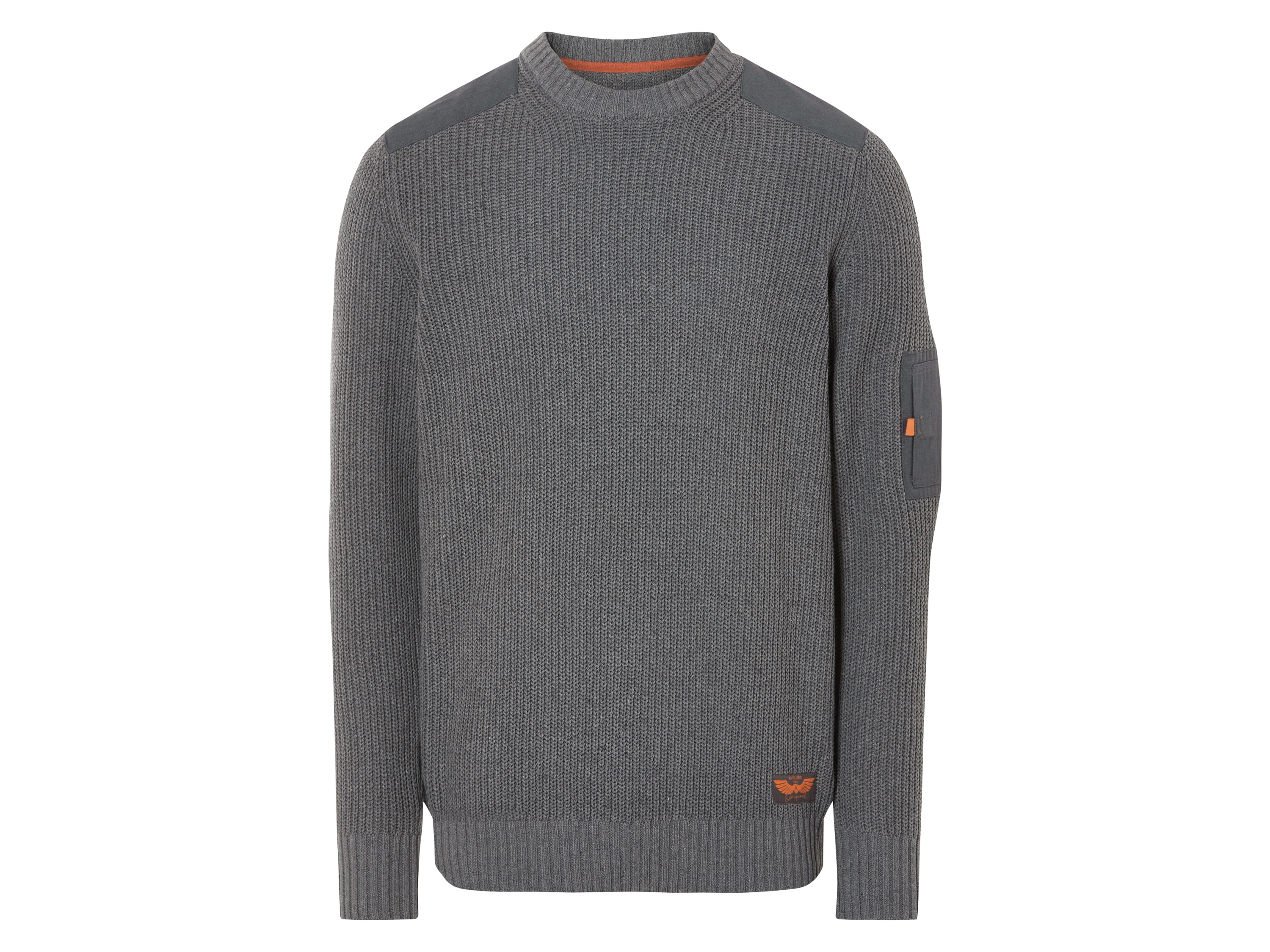 LIVERGY® Pull Homme en Tricot avec Empiècements aux Épaules (gris, S)