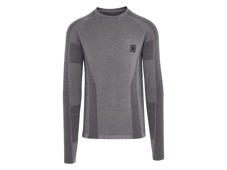 T-shirt thermique gris à manches longues pour homme avec logo Spyder