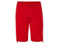 Shorts cargo rouges avec logo 'Quality'.
