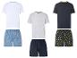 T-shirts et boxers : blanc, gris, marine, imprimés citron.