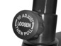 Bouton noir avec le texte 'To adjust loosen then pull'.