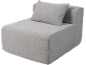 Fauteuil moderne gris avec coussin.