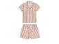 Pyjama rayé rose et blanc : haut à manches courtes et short.