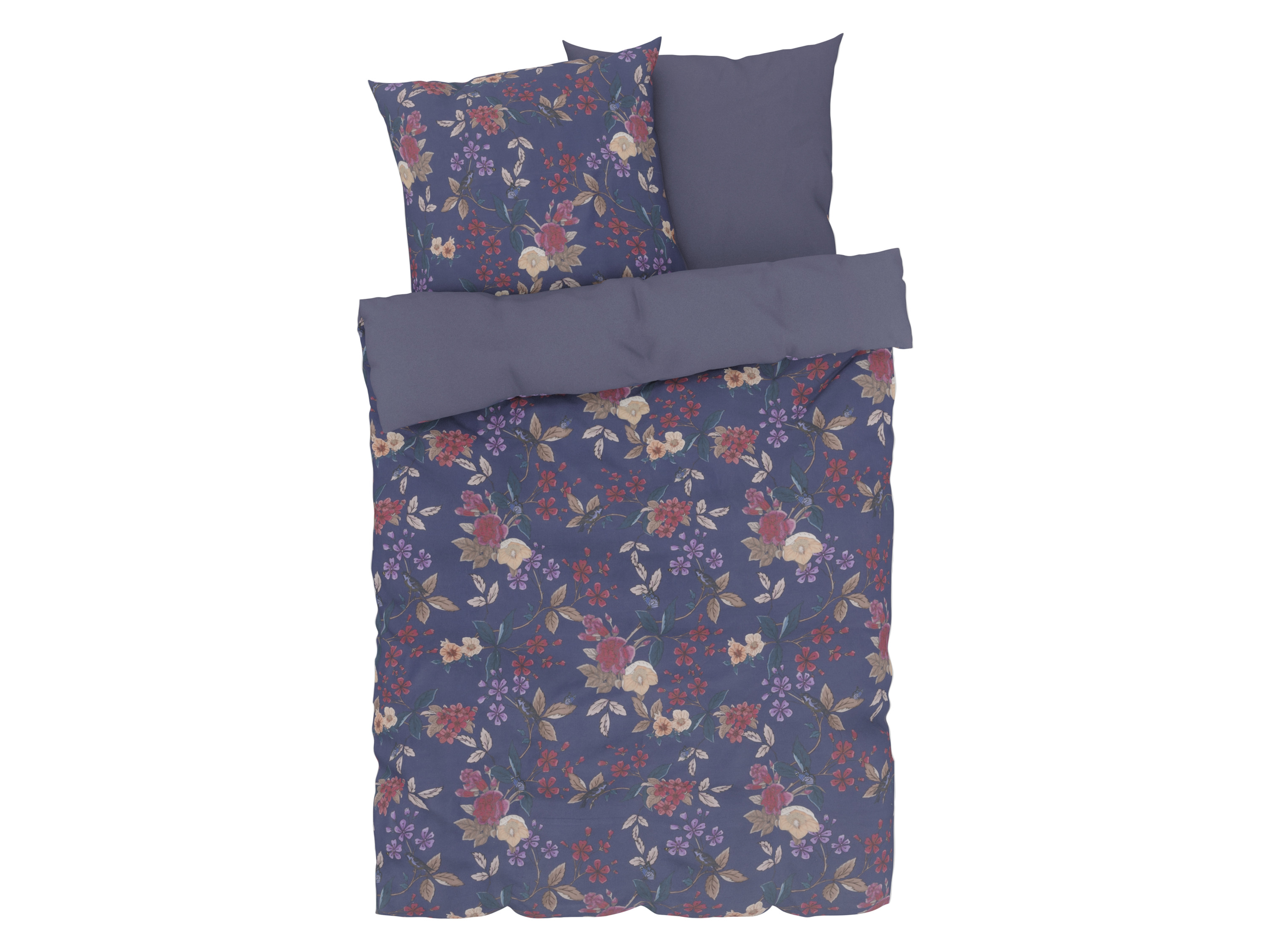LIVARNO home Parure de lit en satin microfibre, 260 x 240 cm (bleu foncé)