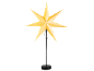 Lampe étoile en papier jaune sur un pied noir