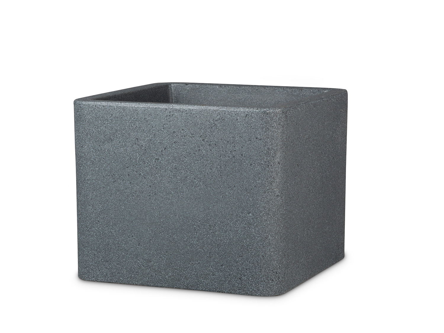 Scheurich Pot à plantes « Cube », en plastique, carré, à paroi épaisse (Ø 40 cm, noir granit)
