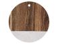Planche à découper ronde en bois d'acacia et marbre blanc avec trou de suspension.