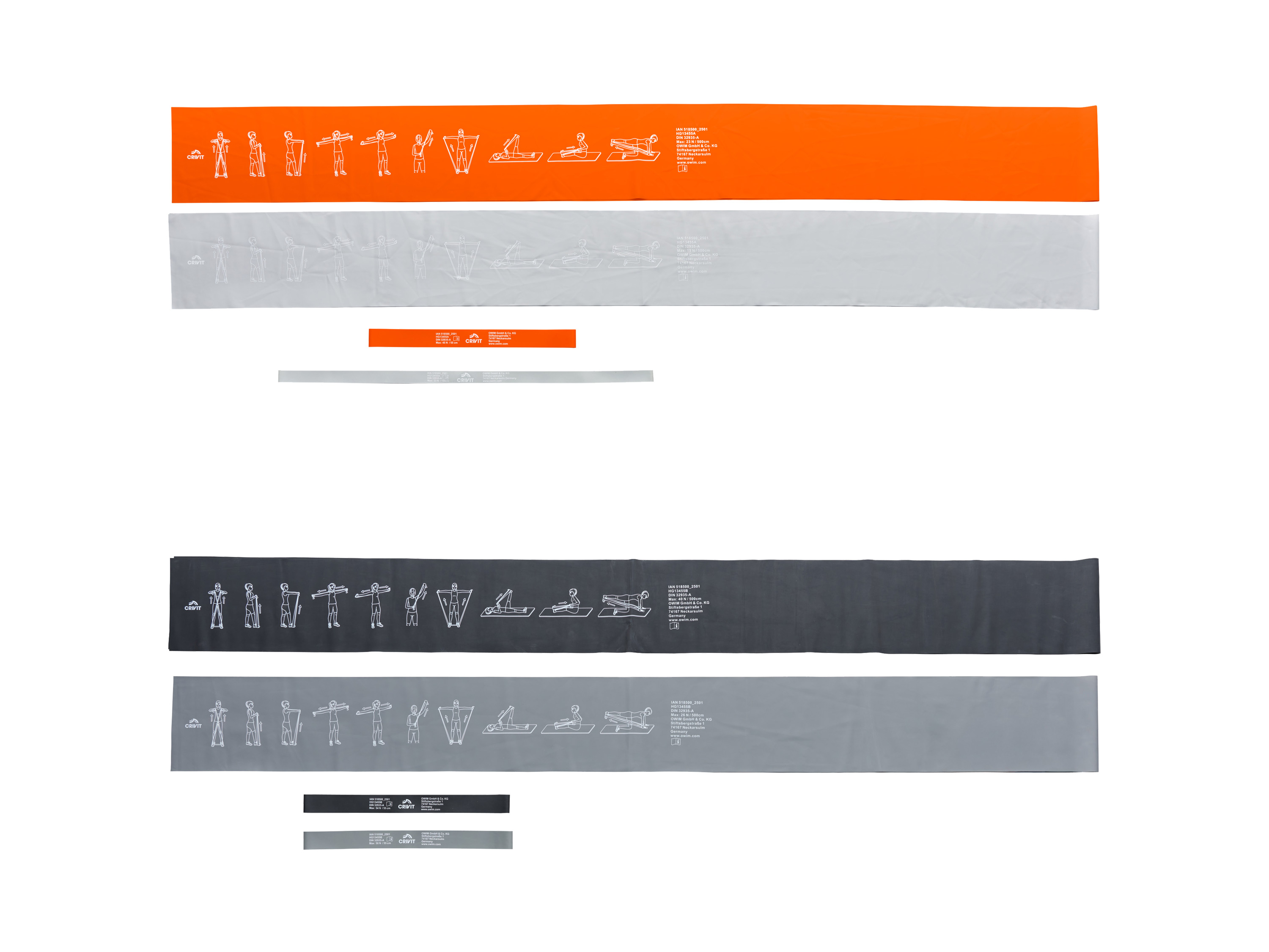 CRIVIT Set de 4 élastiques de musculation