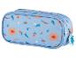 Trousse bleue à motif floral, idéale pour la rentrée scolaire.