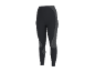 Legging de sport noir avec détails à rayures grises.