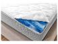 Un matelas blanc avec une couche de mousse bleue en dessous.