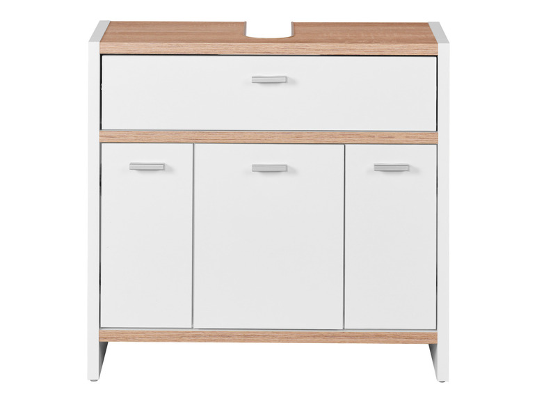 Aller en mode plein écran : Meuble sous-vasque, 60 x 55,6 x 28 cm, blanche/imitation chêne - Image 3