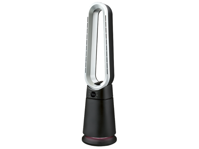 Ventilateur sans pales moderne noir et argenté avec affichage numérique
