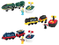 Trois ensembles de trains jouets avec télécommandes et figurines.