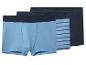 Trois boxers pour hommes : bleu clair, rayé et bleu foncé