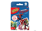 Jeu de cartes UNO Spider-Man, emballage bleu avec Spider-Man et cartes à jouer.