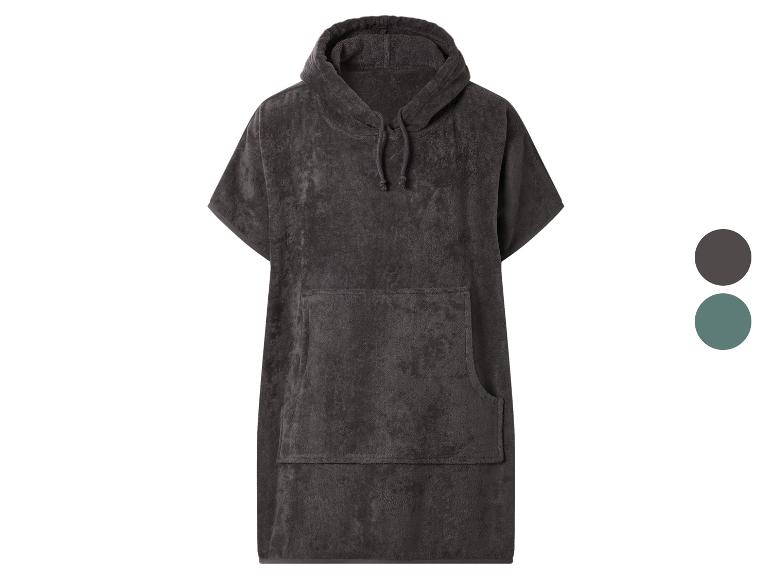 Poncho de bain à capuche gris foncé et vert marin