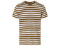 Un t-shirt à rayures blanches et marrons.
