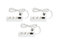 Trois multiprises blanches avec interrupteur.