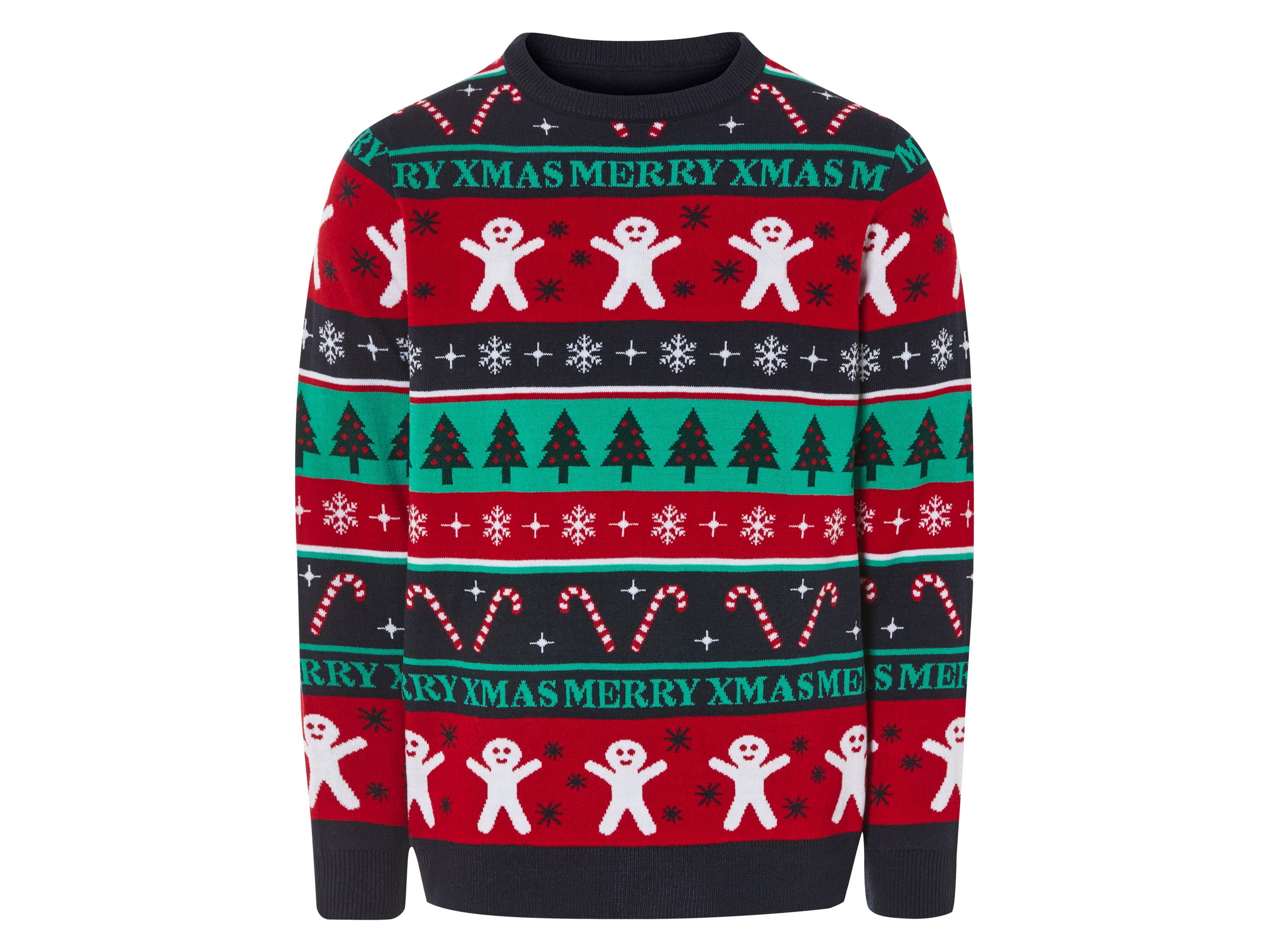 LIVERGY® Pull de Noël homme avec effet LED homme (M, Bonhomme de canne en bonbon/pain d'épice)