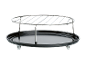 Plateau rond pour micro-ondes avec grille de cuisson sur roulettes.