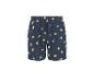 Short de pyjama bleu marine avec imprimé citrons jaunes.