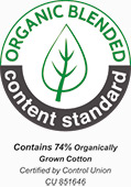 Label : Coton bio 74%, certifié Control Union CU 851646.