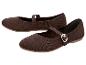 Chaussures plates marron en tricot pour femme avec bride et boucle.