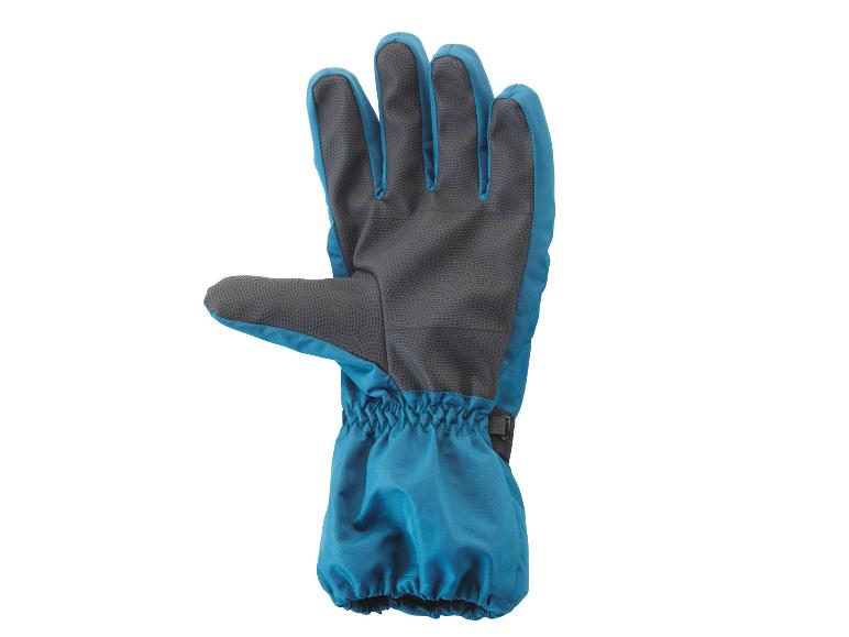 Gants d'hiver bleus avec des détails noirs.