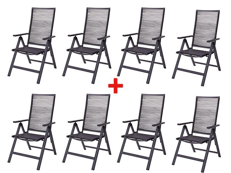 Lot de 8 chaises pliantes d'extérieur en aluminium.