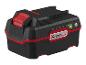 Une batterie X20V TEAM noire et rouge avec un indicateur de charge.