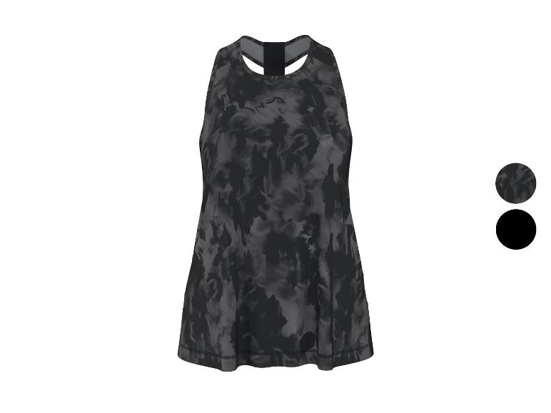 Robe de sport sans manches pour femme, motif tie-dye gris et noir.