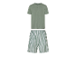 Pyjama homme vert olive : t-shirt à manches courtes et short rayé.