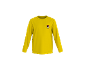 T-shirt jaune à manches longues avec un petit emblème de balle rouge et blanche sur la poitrine
