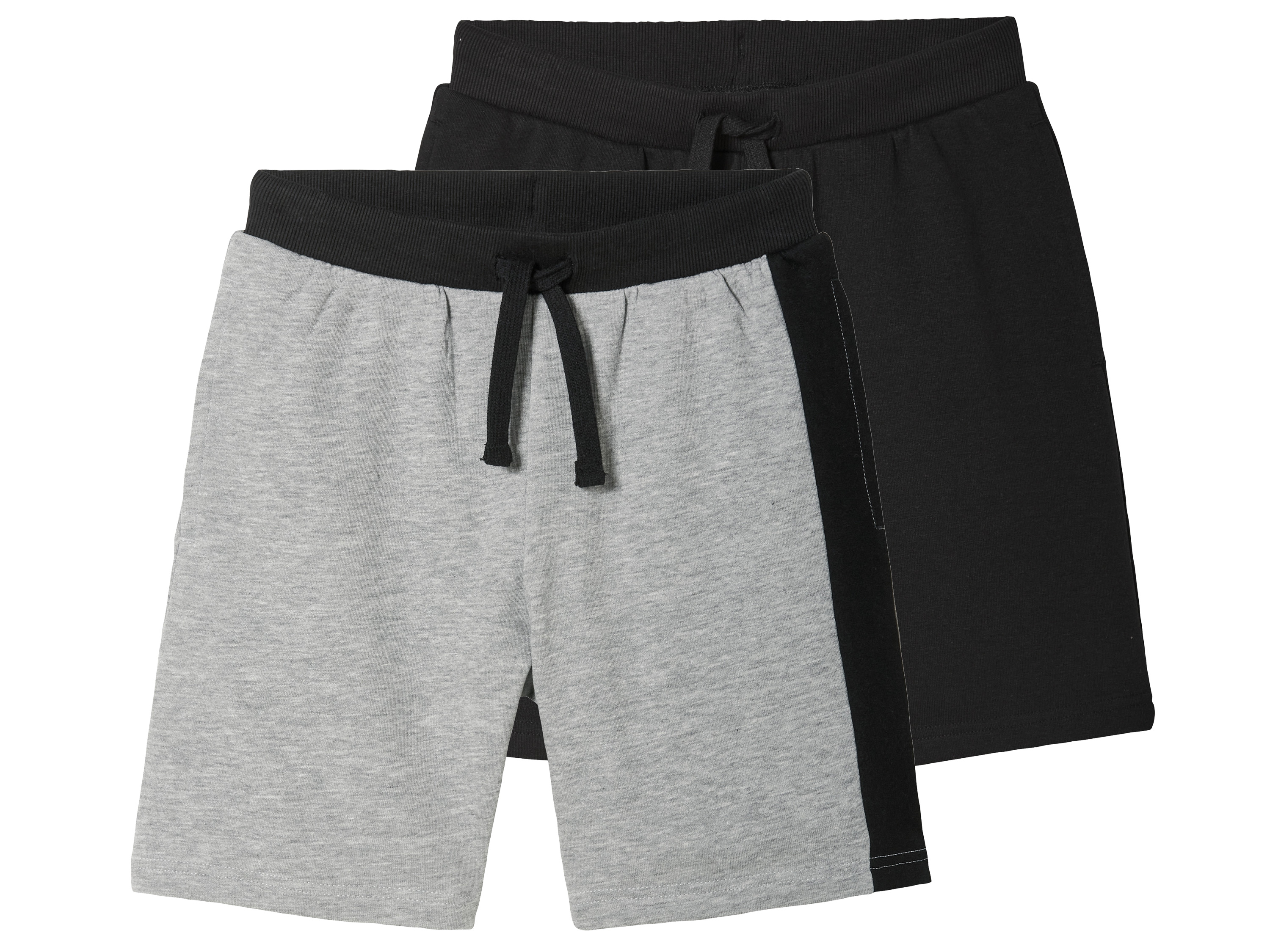 pepperts!® Lot de 2 shorts molletonnés enfant (8-10 ans, noir/gris)