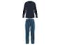 Un pyjama bleu foncé à manches longues et un pantalon rayé de Livergy.