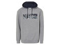 Sweat-shirt à capuche gris avec un imprimé 'Mando'.
