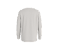 Vue arrière d'un t-shirt à manches longues gris clair sur fond noir.