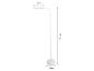 Lampadaire blanc d'une hauteur de 130 cm, d'une longueur de tête de 28 cm et d'un diamètre de base de 21 cm.